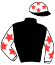 casaque portée par Boite L. jockey du cheval de course GUEPARD DU PIRE, information pmu ZETURF