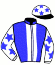 casaque portée par Mottier M. jockey du cheval de course FIGEAC COLMI, information pmu ZETURF