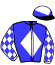 casaque portée par Lajon W. jockey du cheval de course GENICA, information pmu ZETURF