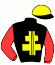 casaque portée par Marty F. jockey du cheval de course DORUCK, information pmu ZETURF