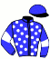 casaque portée par Bonnefoux X. jockey du cheval de course KATOKI, information pmu ZETURF