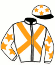casaque portée par Clozier F. jockey du cheval de course GUEPARD DE MONE, information pmu ZETURF