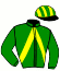 casaque portée par Rochard B. jockey du cheval de course HELECTRIQUE (FR), information pmu ZETURF