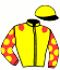 casaque portée par Lecoq L.a. jockey du cheval de course ISIDORE BONHEUR, information pmu ZETURF