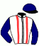 casaque portée par Collette A. jockey du cheval de course JONC DE BLAY, information pmu ZETURF