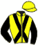 casaque portée par Barrier A. jockey du cheval de course GEDEON DAIRPET, information pmu ZETURF