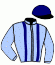 casaque portée par Jean P. Ch. jockey du cheval de course LOCCA DU BELLAY, information pmu ZETURF