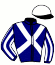 casaque portée par Rousselet T. jockey du cheval de course IHLUNA, information pmu ZETURF