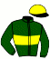 casaque portée par Pacaut Mlle C. jockey du cheval de course ALL BRIGHT, information pmu ZETURF