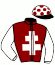casaque portée par Mobian J. jockey du cheval de course MONTGINO, information pmu ZETURF