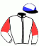 casaque portée par Pouchin A. jockey du cheval de course GRAND WHISPER, information pmu ZETURF