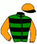 casaque portée par Seigneul A. jockey du cheval de course QUEEN DE BAUNE, information pmu ZETURF