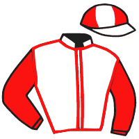 casaque portée par Pouchin A. jockey du cheval de course CAREGIVER, information pmu ZETURF