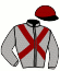 casaque portée par Bachelot T. jockey du cheval de course LE KAKOU, information pmu ZETURF