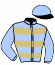 casaque portée par Poincot Chr. jockey du cheval de course KALITE PREMIERE, information pmu ZETURF