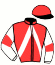 casaque portée par Lavigne Y. jockey du cheval de course DORIA DE VAUVILLE, information pmu ZETURF
