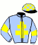 casaque portée par Verneuil Q. B. jockey du cheval de course GLOIRE D'AMOUR, information pmu ZETURF
