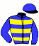 casaque portée par Abrivard A. jockey du cheval de course EVA DE GUERINIERE, information pmu ZETURF