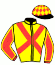 casaque portée par Mottier M. jockey du cheval de course LORENZO DAIRPET, information pmu ZETURF