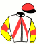 casaque portée par Dersoir J. L. Cl. jockey du cheval de course GRANDE PRETRESSE, information pmu ZETURF