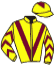 casaque portée par Crastus A. jockey du cheval de course FRANY ROSAY, information pmu ZETURF