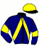 casaque portée par Monthule G. jockey du cheval de course JACY DE NARMONT, information pmu ZETURF
