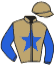 casaque portée par Desmigneux F. jockey du cheval de course KALICINE, information pmu ZETURF