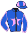 casaque portée par Tijou M. jockey du cheval de course KARA DES BROUSSES, information pmu ZETURF