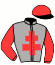 casaque portée par Ouvrie F. jockey du cheval de course INEDIT DES SARTS, information pmu ZETURF