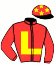 casaque portée par Santiago Mlle D. jockey du cheval de course IMPITOYABLE, information pmu ZETURF