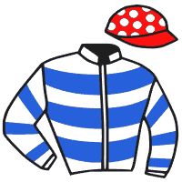 casaque portée par Crastus A. jockey du cheval de course BEAU LINGE, information pmu ZETURF