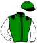 casaque portée par Barrier A. jockey du cheval de course JAMINISTAR, information pmu ZETURF
