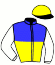 casaque portée par Ouvrie F. jockey du cheval de course KAI LA SHA, information pmu ZETURF