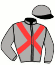 casaque portée par Dromigny T. jockey du cheval de course LOZA, information pmu ZETURF