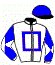 casaque portée par Guyon M. jockey du cheval de course MOSHRIF, information pmu ZETURF