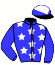casaque portée par Guyon M. jockey du cheval de course TOTE BAG, information pmu ZETURF