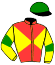 casaque portée par Marie Benj. jockey du cheval de course COLADAMASS, information pmu ZETURF