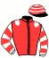 casaque portée par Rochette F. jockey du cheval de course KAKI DE VAL, information pmu ZETURF