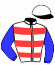 casaque portée par Tribourdeau S. jockey du cheval de course JERICHO D'EM, information pmu ZETURF