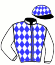 casaque portée par Brunelli Mlle M. jockey du cheval de course LOUIS DE LA KLAUSS, information pmu ZETURF