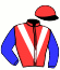casaque portée par Grandin M. jockey du cheval de course SHOWERSOFBLESSING, information pmu ZETURF
