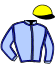 casaque portée par Rousseau Mlle E. jockey du cheval de course GALAXY VAUCEENNE, information pmu ZETURF