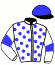 casaque portée par Fouchet A. jockey du cheval de course CYKAPRINE, information pmu ZETURF