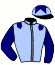 casaque portée par Foulard Mlle L. jockey du cheval de course HARDY PETIT, information pmu ZETURF