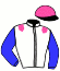 casaque portée par Robin F. jockey du cheval de course ESCALE DE MALLOUET, information pmu ZETURF