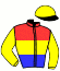 casaque portée par Gelabert Bautista J. jockey du cheval de course SIR ROQUE, information pmu ZETURF