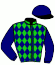casaque portée par Lebrun J. S. jockey du cheval de course BELHOM DE JUILLEY, information pmu ZETURF