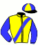 casaque portée par Brossard D. jockey du cheval de course DONATO BELLO, information pmu ZETURF