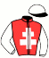 casaque portée par Boutin Hug. jockey du cheval de course GALLIUS, information pmu ZETURF