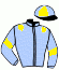 casaque portée par Crublet E. jockey du cheval de course SHOWMAN, information pmu ZETURF